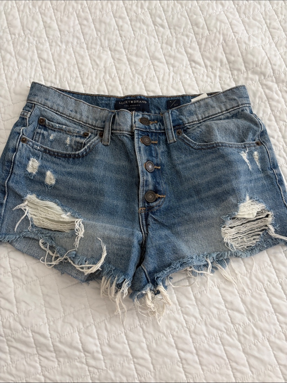 Lucky Brand Distressed Light Blue Denim Cutoff Shorts